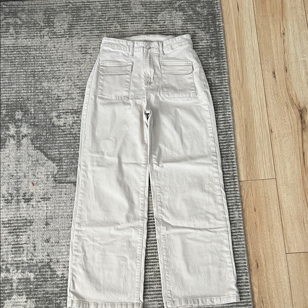 Elegant Wide Leg Cream Jeans for Women